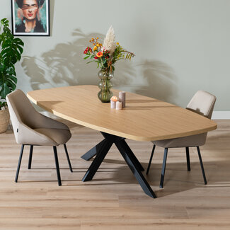 Table à manger scandinave aspect chêne melamine Carl 240 x 120 cm