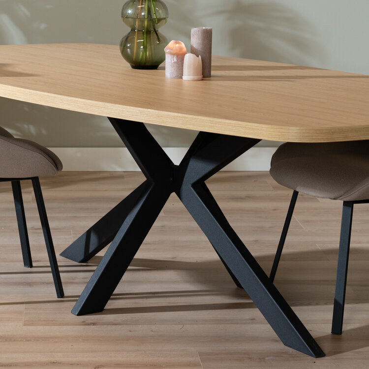 Table à manger scandinave aspect chêne melamine Carl 240 x 120 cm