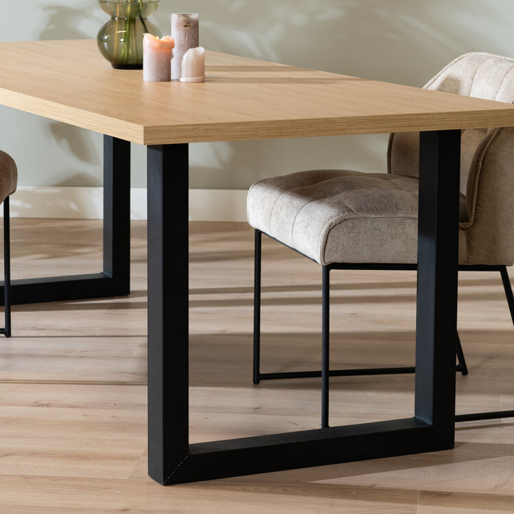 Table à manger aspect chêne melamine Alec 220 x 90 cm