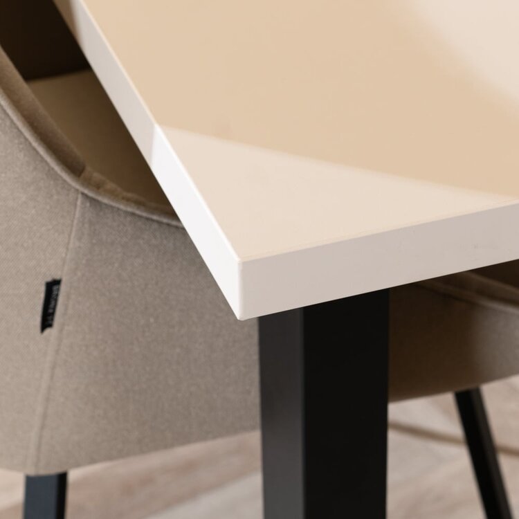 Table à manger beige melamine Alec 220 x 90 cm