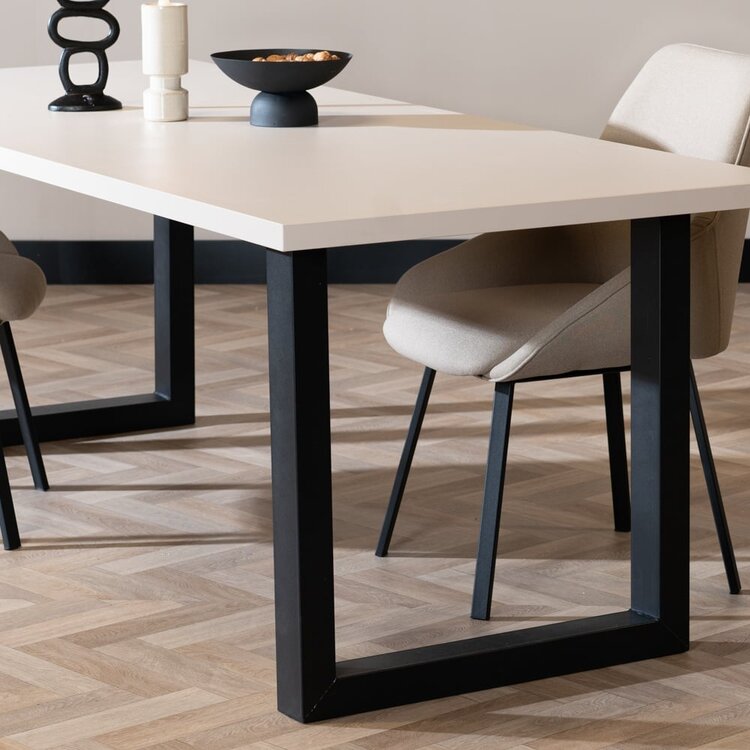 Table à manger beige melamine Alec 220 x 90 cm