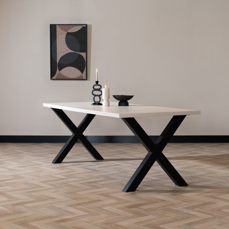 Table à manger beige melamine Bodo 220 x 90 cm