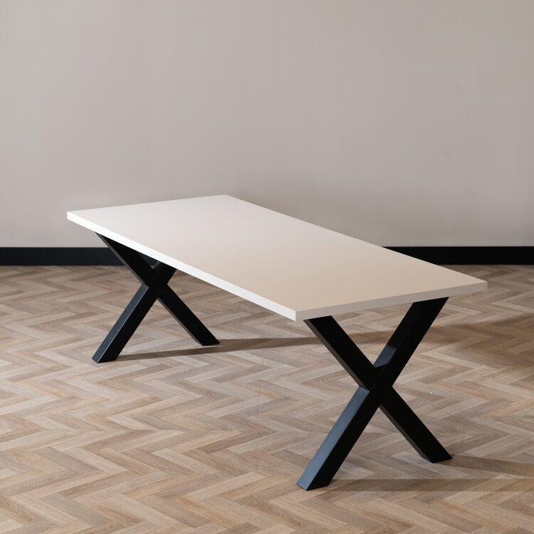 Table à manger beige melamine Bodo 220 x 90 cm