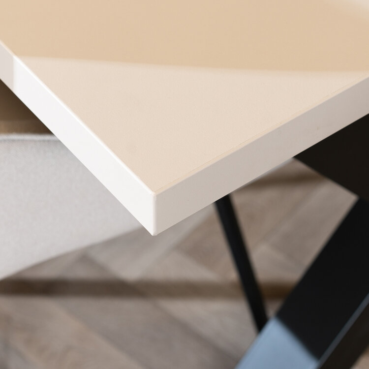 Table à manger beige melamine Bodo 220 x 90 cm