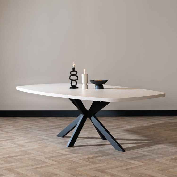 Table à manger scandinave beige melamine Carl 240 x 120 cm