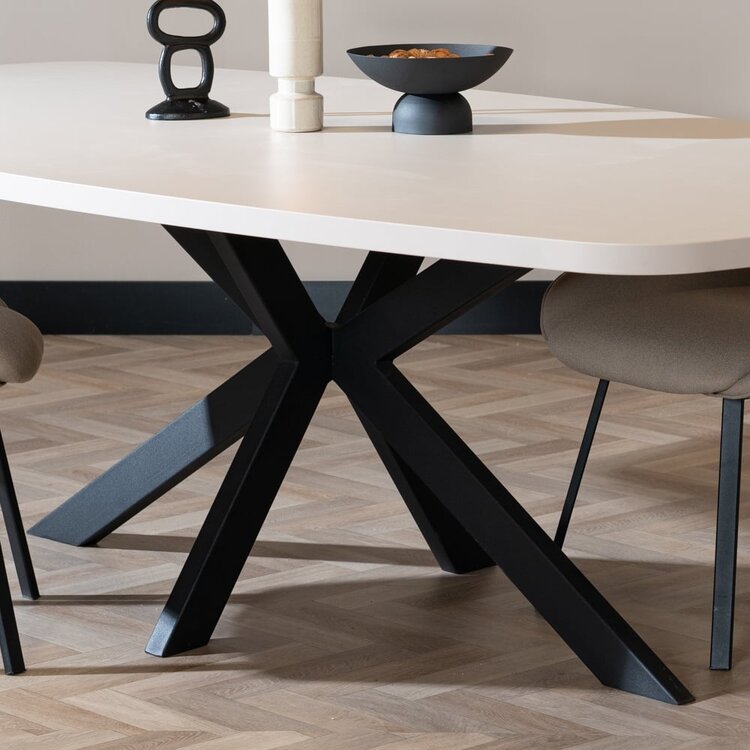 Table à manger scandinave beige melamine Carl 240 x 120 cm