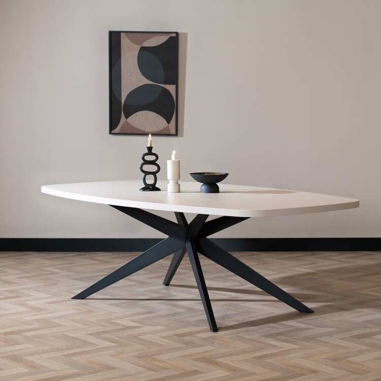 Table à manger scandinave beige melamine Dio 240 x 120 cm