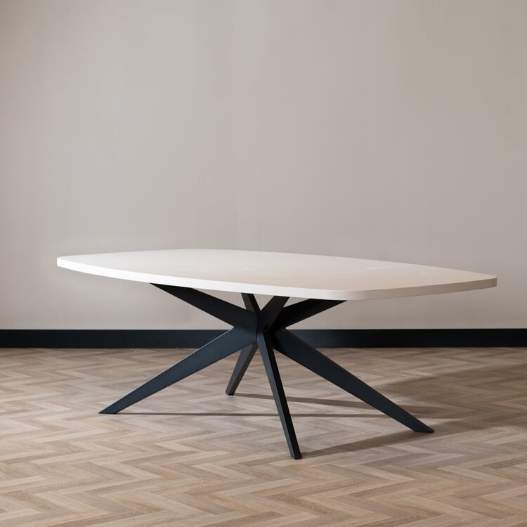 Table à manger scandinave beige melamine Dio 240 x 120 cm