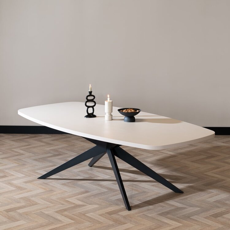 Table à manger scandinave beige melamine Dio 240 x 120 cm