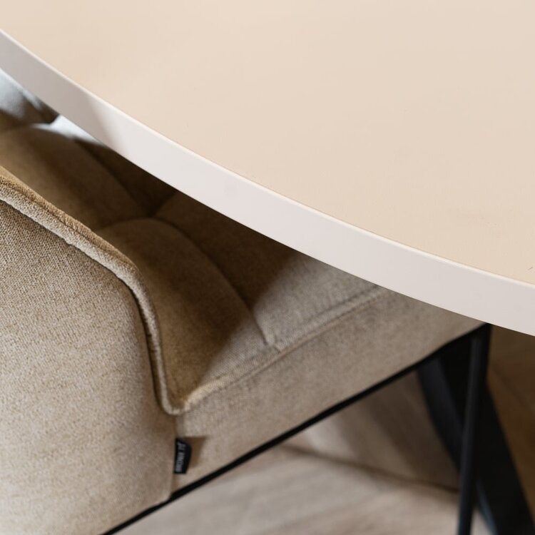 Table à manger ovale beige melamine Carl 270 x 130 cm