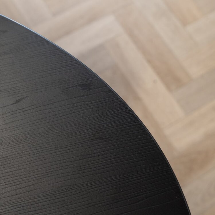 Table à manger ovale aspect bois noir melamine Carl 270 x 130 cm