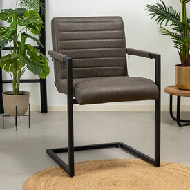Chaise de salle à manger industrielle Block éco-cuir anthracite