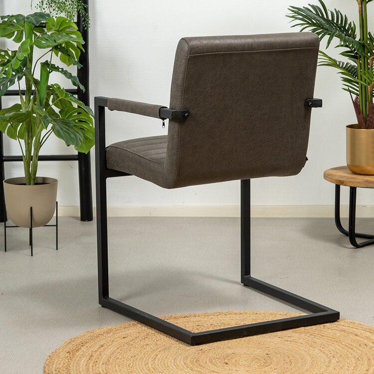 Chaise de salle à manger industrielle Block éco-cuir anthracite