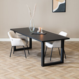 Table à manger aspect bois noir melamine Alec 220 x 90 cm