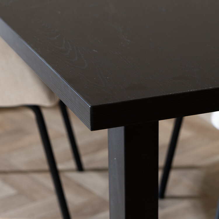 Table à manger aspect bois noir melamine Alec 220 x 90 cm