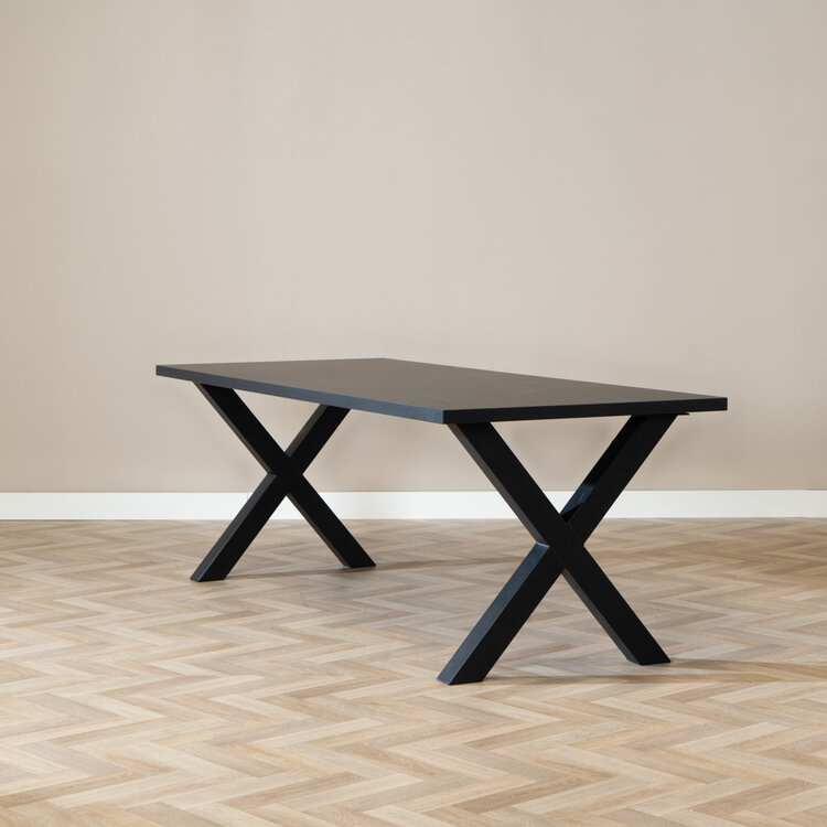 Table à manger aspect bois noir melamine Bodo 220 x 90 cm