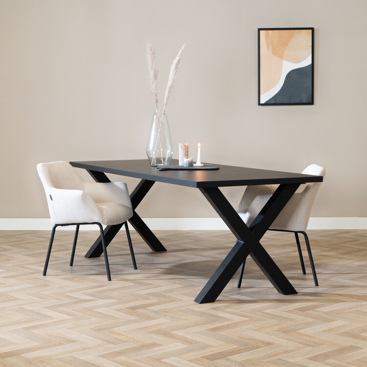 Table à manger aspect bois noir melamine Bodo 220 x 90 cm
