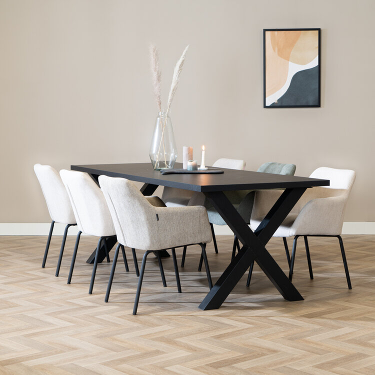 Table à manger aspect bois noir melamine Bodo 220 x 90 cm