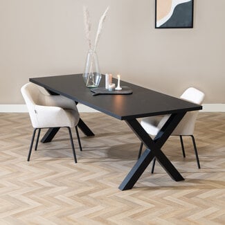 Table à manger aspect bois noir melamine Bodo 220 x 90 cm