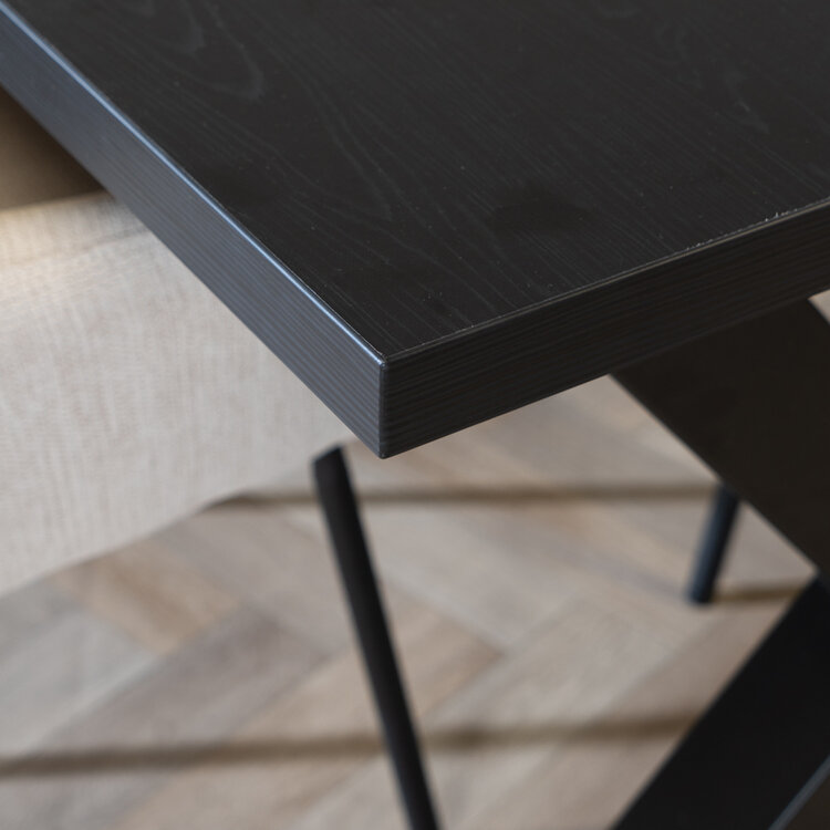 Table à manger aspect bois noir melamine Bodo 220 x 90 cm