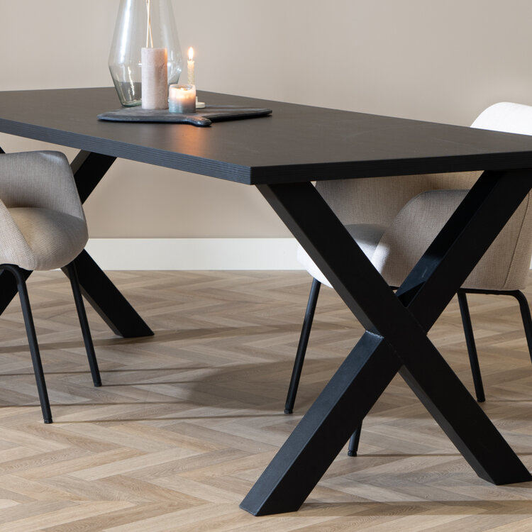 Table à manger aspect bois noir melamine Bodo 220 x 90 cm