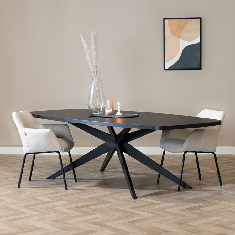 Table à manger scandinave aspect bois noir melamine Dio 240 x 120 cm