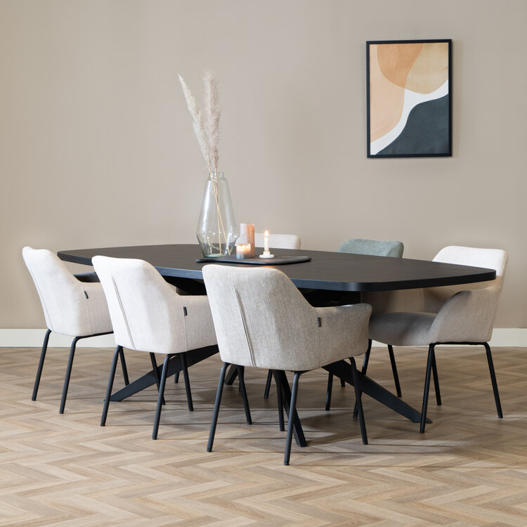 Table à manger scandinave aspect bois noir melamine Dio 240 x 120 cm