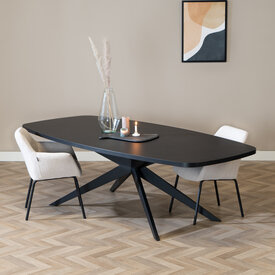 Table à manger scandinave aspect bois noir melamine Dio 240 x 120 cm