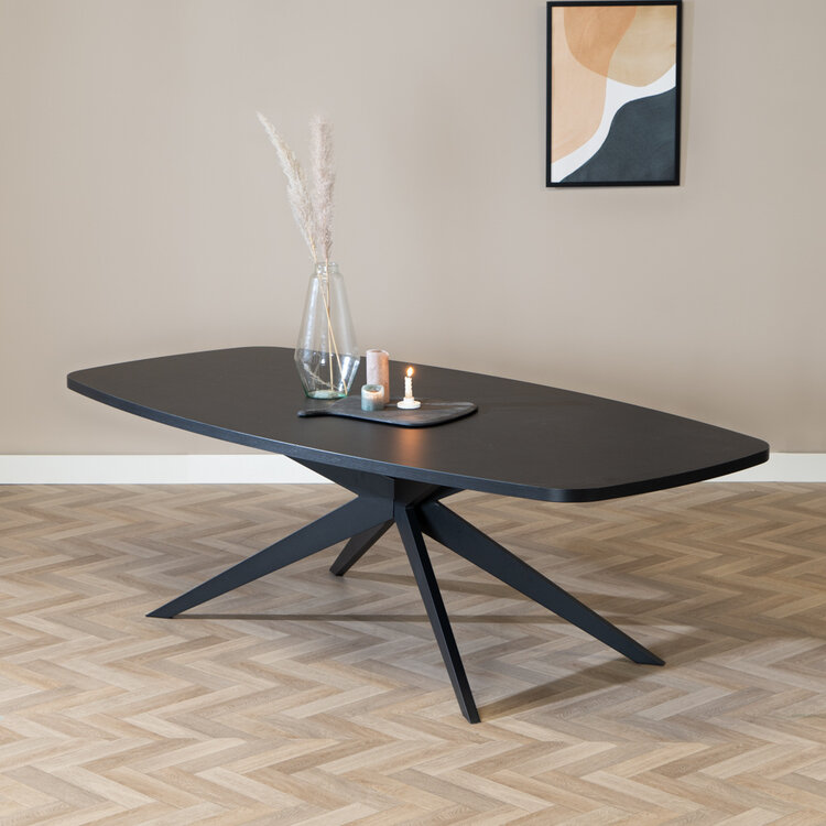 Table à manger scandinave aspect bois noir melamine Dio 240 x 120 cm
