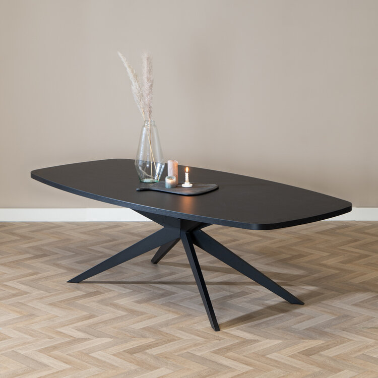 Table à manger scandinave aspect bois noir melamine Dio 240 x 120 cm
