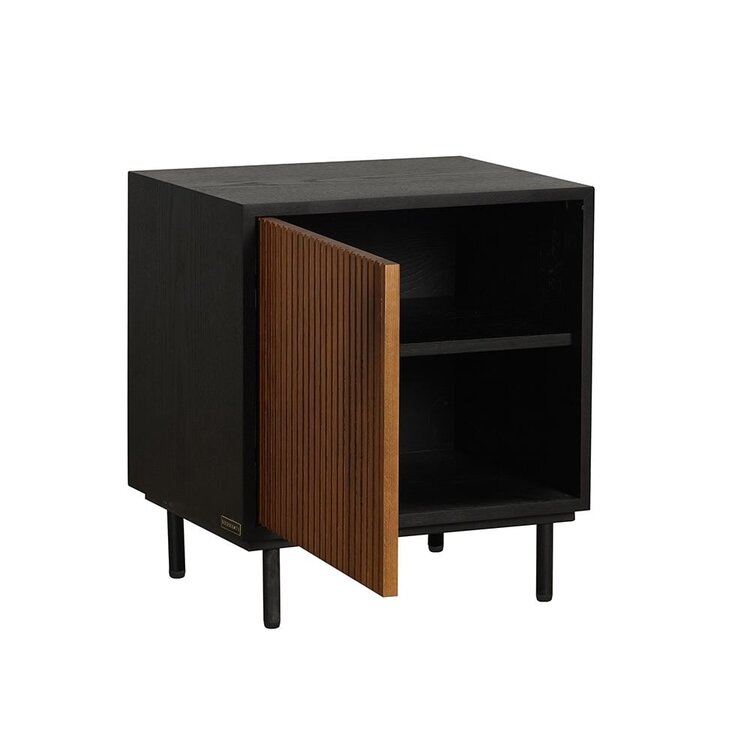 Table de chevet Shelly noir / chêne rustique