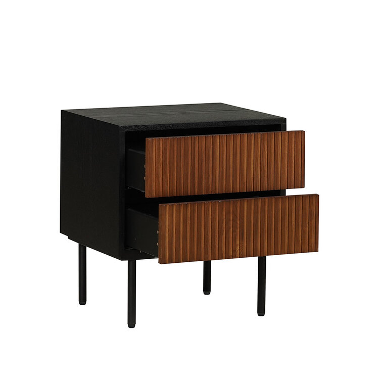 Table de chevet Yoka noir / chêne rustique