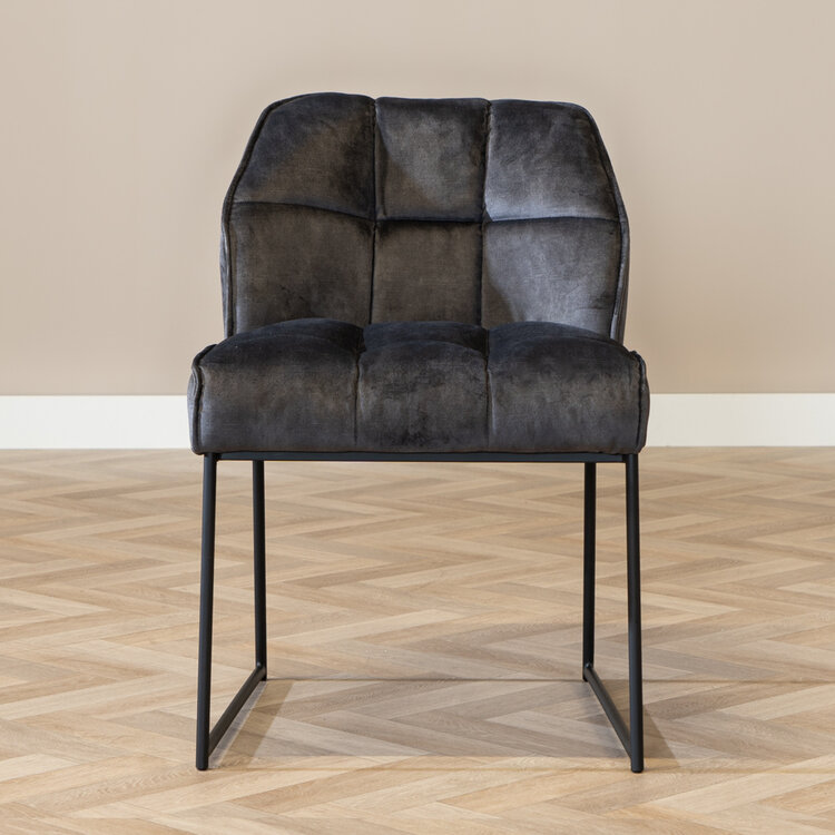 Chaise de salle à manger en velours Janna anthracite