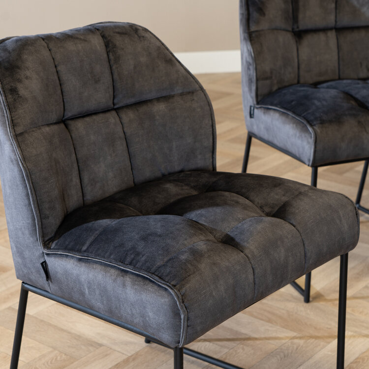 Chaise de salle à manger en velours Janna anthracite