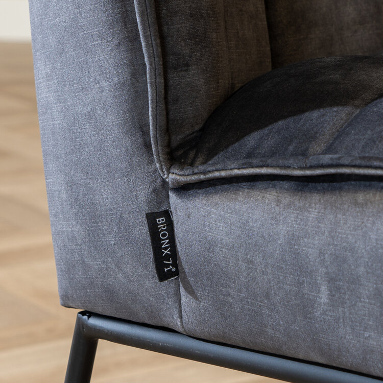 Chaise de salle à manger en velours Janna anthracite