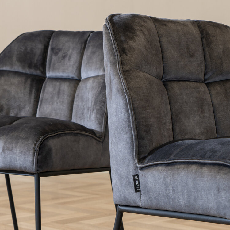 Chaise de salle à manger en velours Janna anthracite