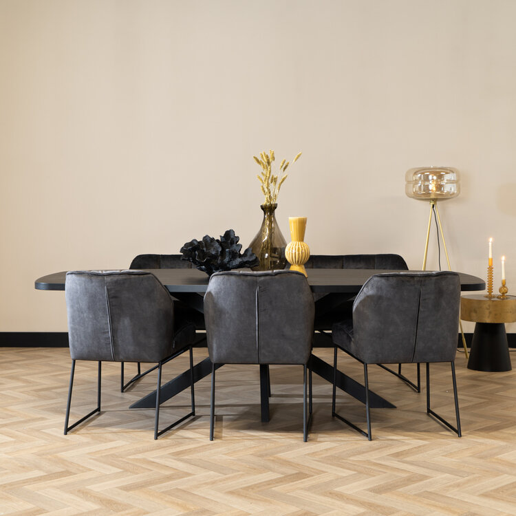 Chaise de salle à manger en velours Janna anthracite