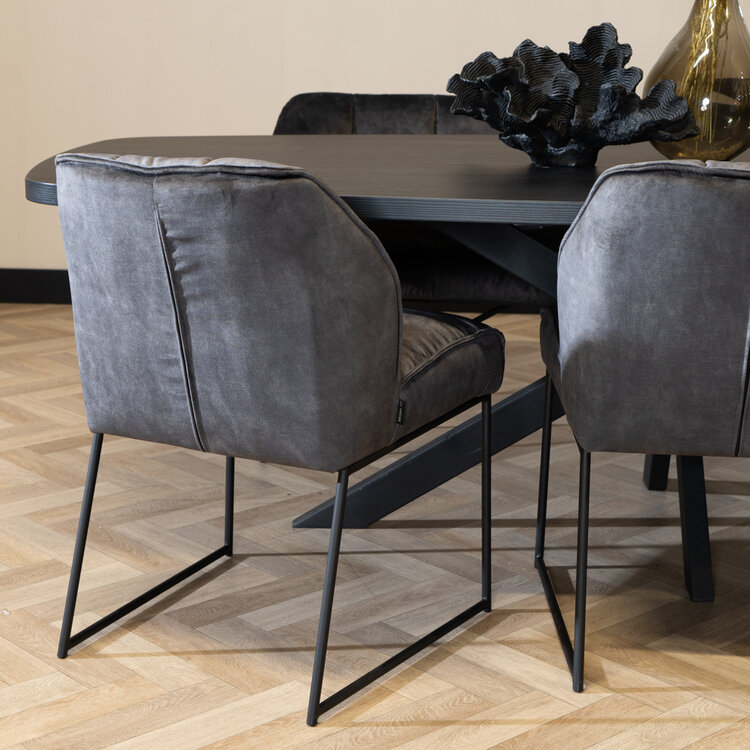 Chaise de salle à manger en velours Janna anthracite