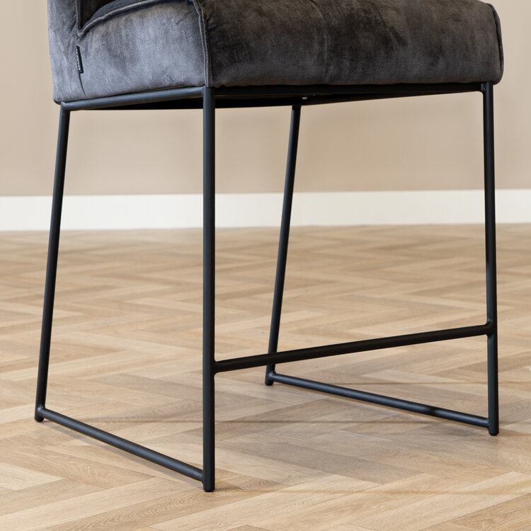 Tabouret de bar en velours Janna anthracite 70 cm