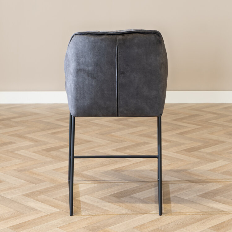 Tabouret de bar en velours Janna anthracite 70 cm