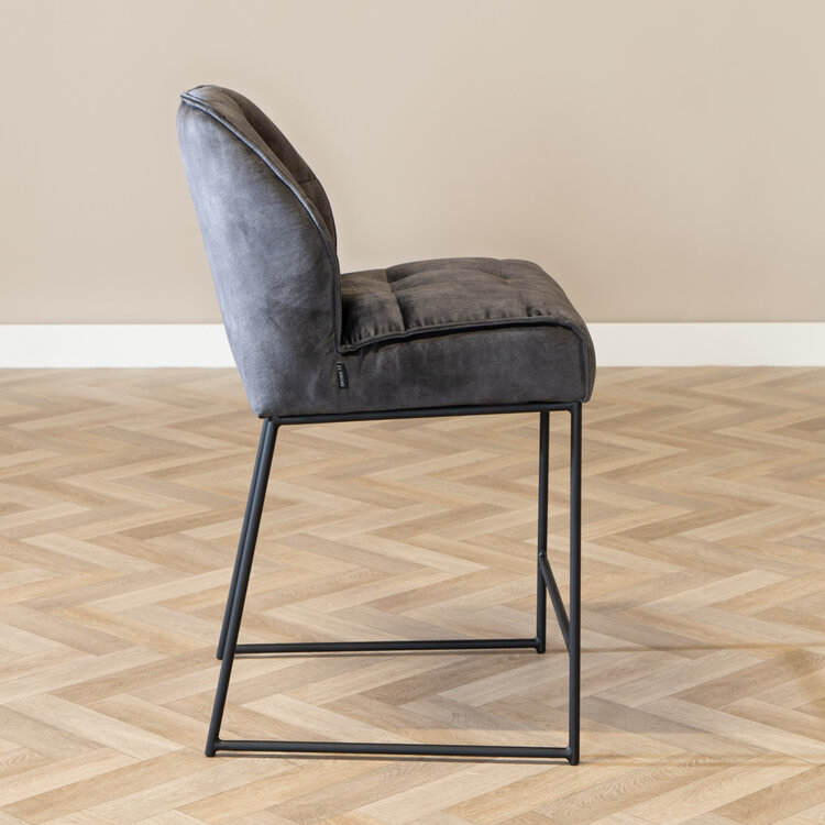 Tabouret de bar en velours Janna anthracite 70 cm