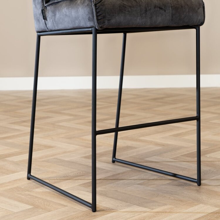 Tabouret de bar en velours Janna anthracite 82 cm