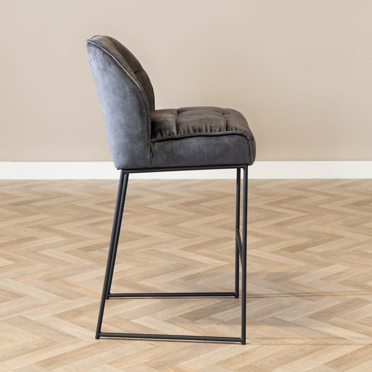 Tabouret de bar en velours Janna anthracite 82 cm