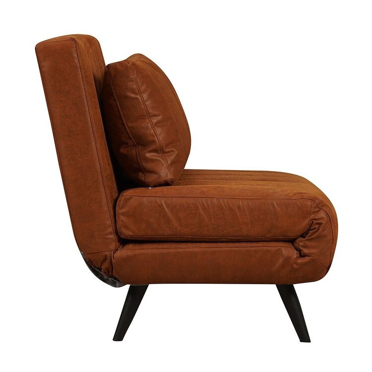 Fauteuil convertible lit 80 x 190 cm Hanna cognac éco-cuir