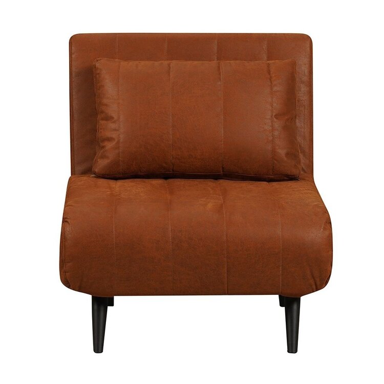 Fauteuil convertible lit 80 x 190 cm Hanna cognac éco-cuir