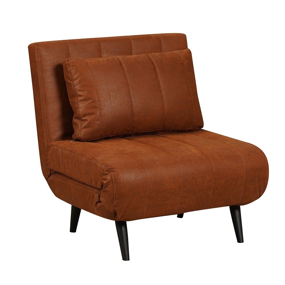 Fauteuil convertible lit 80 x 190 cm Hanna cognac éco-cuir