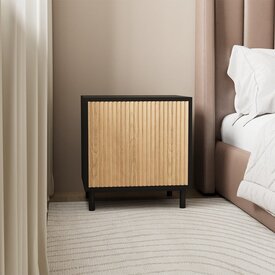 Table de chevet Shelly noir / chêne blanc