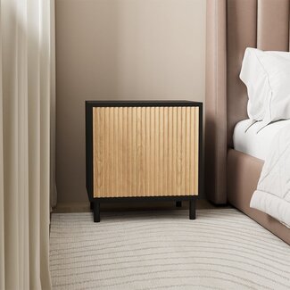 Table de chevet Shelly noir / chêne blanc