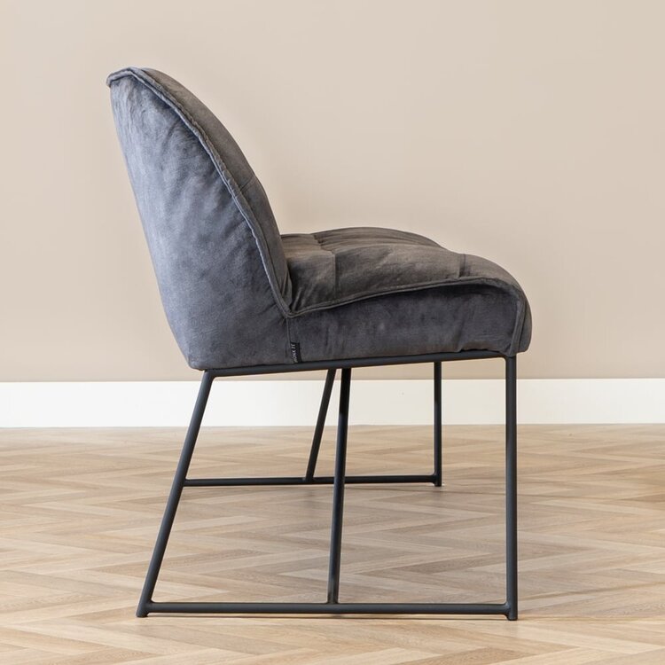 Banc de salle à manger en velours Janna 185 cm anthracite