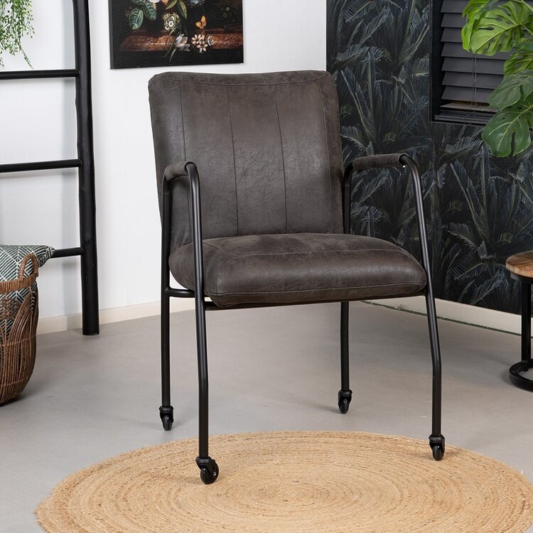 Chaise de salle à manger Royce eco-cuir anthracite